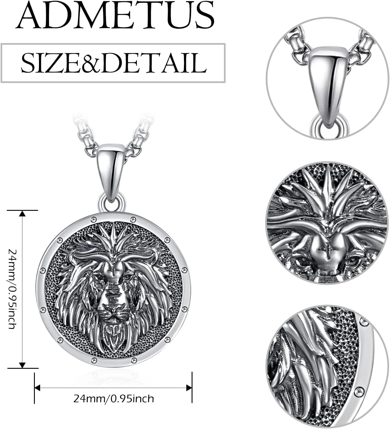 Necklace with Two Faces S925 Sterling Silver Pendant Necklace for Men and Women