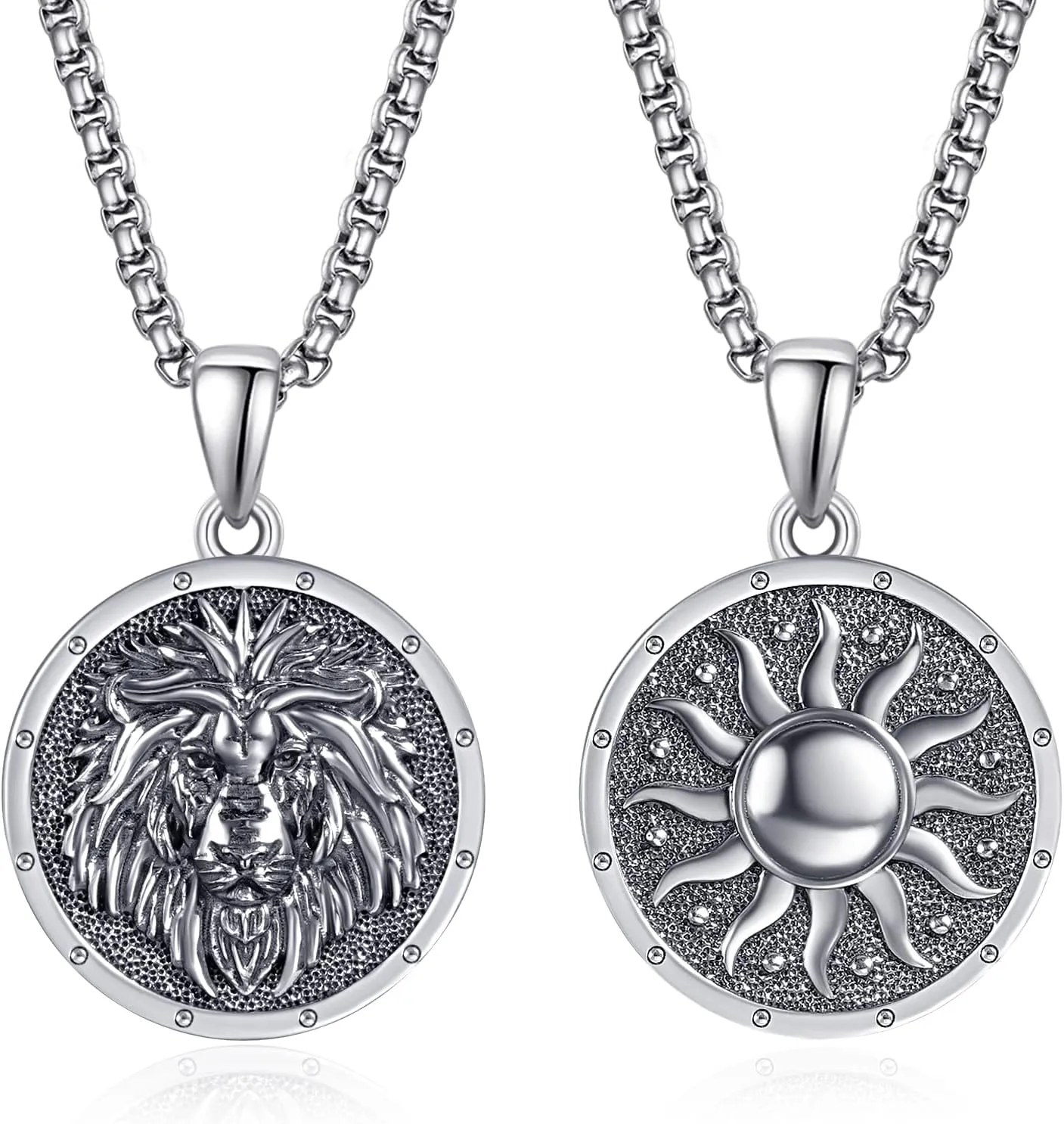 Necklace with Two Faces S925 Sterling Silver Pendant Necklace for Men and Women