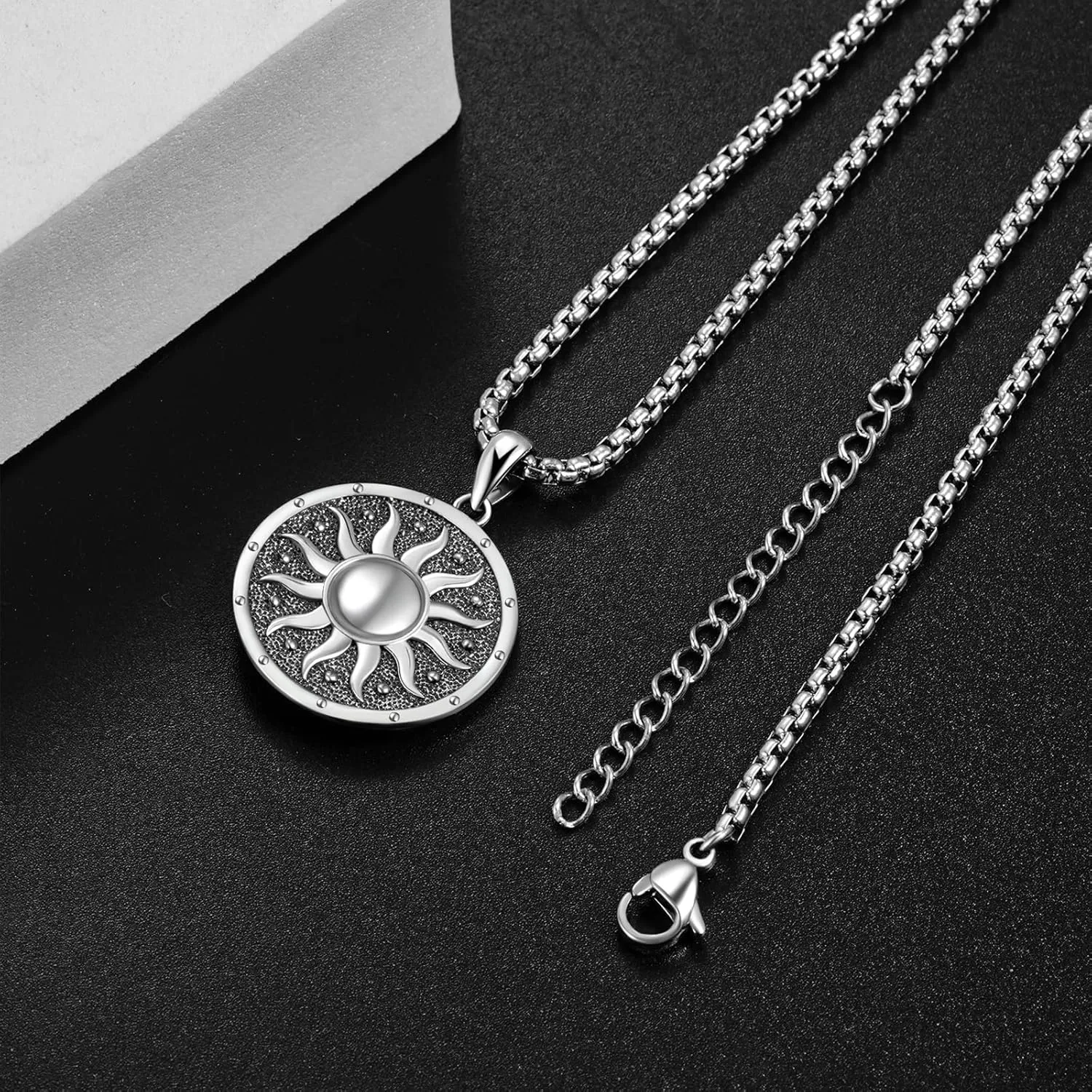 Necklace with Two Faces S925 Sterling Silver Pendant Necklace for Men and Women