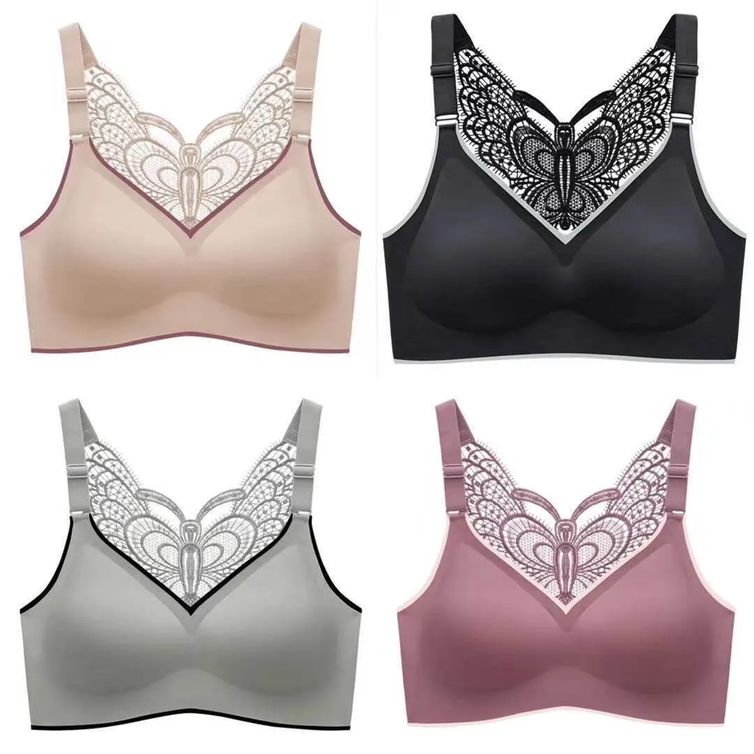 New butterfly latex underwear female summer thin beauty back large size non-steel circle brassless sexy ladies vest