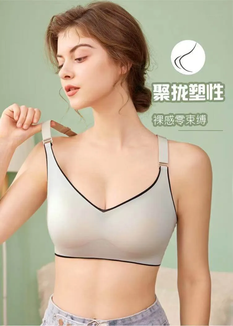 New butterfly latex underwear female summer thin beauty back large size non-steel circle brassless sexy ladies vest
