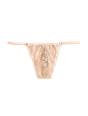 Nude Lined Lace Thong