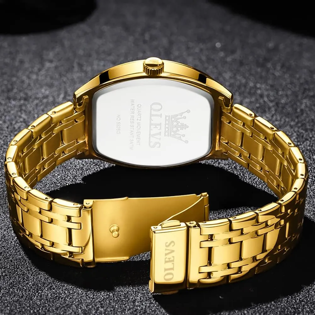 OLEVS Men Watches Square Business Dress Diamond Analog Quartz Date Luxury Watch for Men Casual Stainless Steel Waterproof Luminous Two Tone Wrist Watch