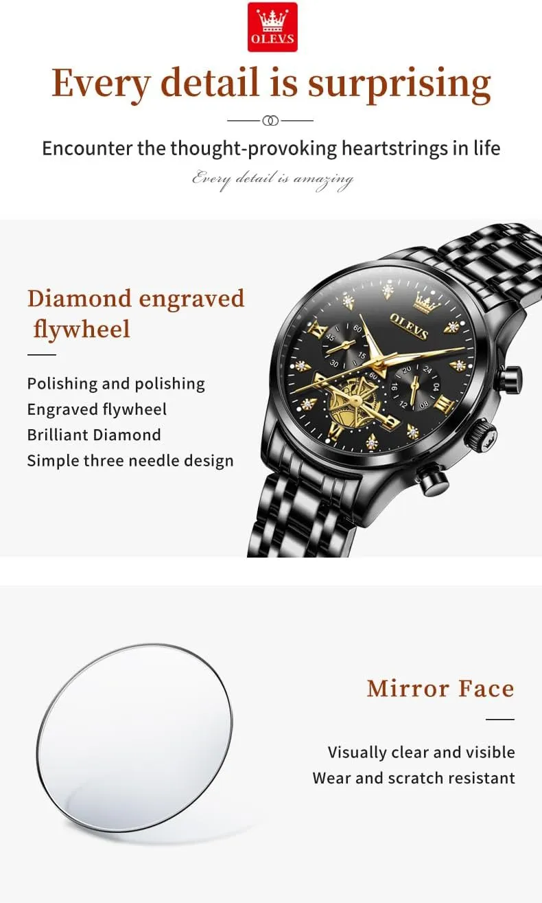 OLEVS Women Watch Multifunctional Two Tone Watch Fashion Business Analog Quartz Ladies Watch Stainless Steel Waterproof Diamond Watch for Women