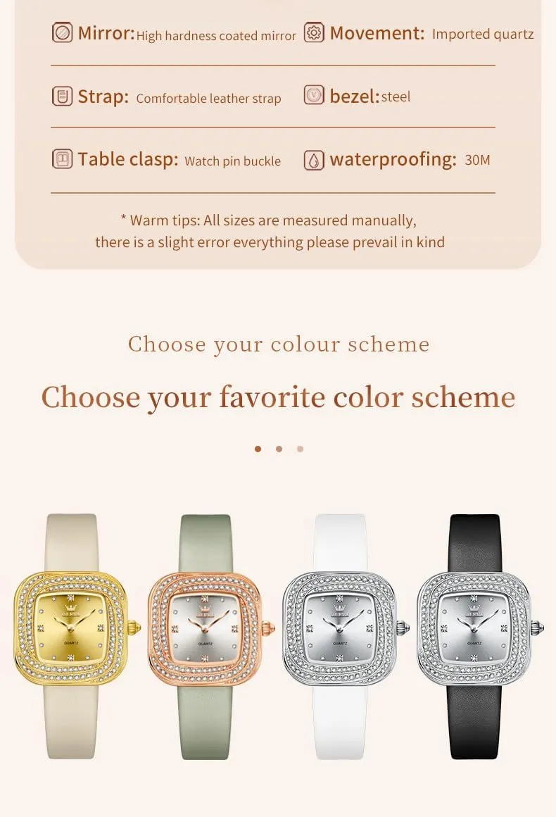 OLEVS Women's Business Dress Watches for Ladies Female Brown Leather Strap Small Face Dress Analog Quartz Wrist Watch with Calendar Day Date Waterproof Luminous Gift Classic Casual Retro Band