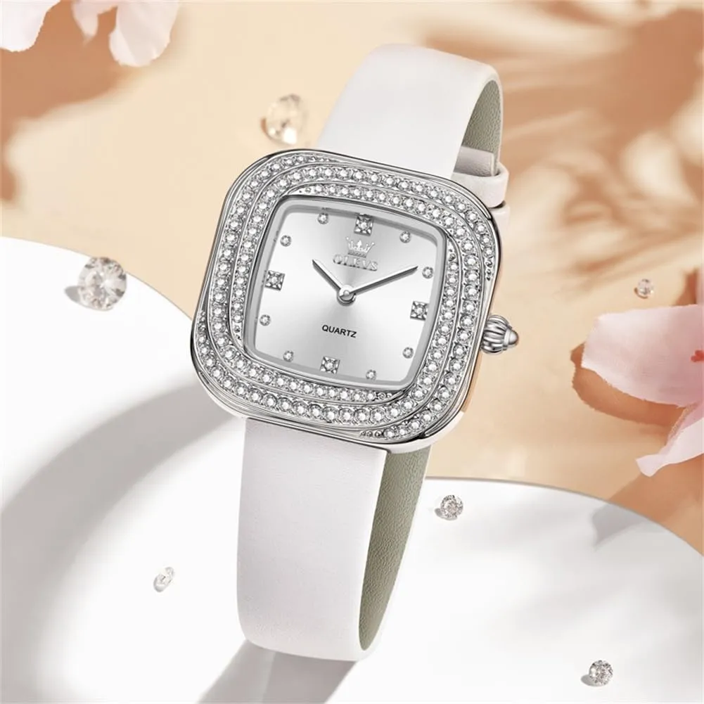 OLEVS Women's Business Dress Watches for Ladies Female Brown Leather Strap Small Face Dress Analog Quartz Wrist Watch with Calendar Day Date Waterproof Luminous Gift Classic Casual Retro Band