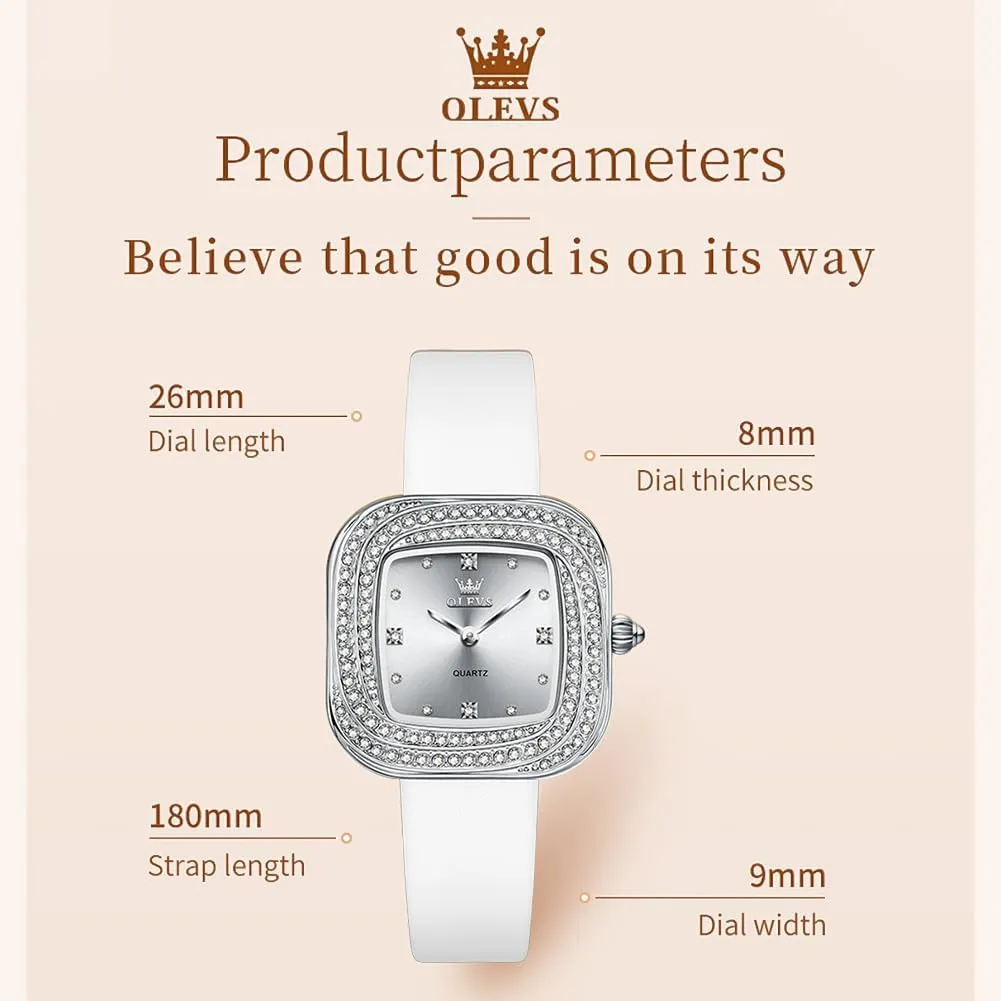OLEVS Women's Business Dress Watches for Ladies Female Brown Leather Strap Small Face Dress Analog Quartz Wrist Watch with Calendar Day Date Waterproof Luminous Gift Classic Casual Retro Band