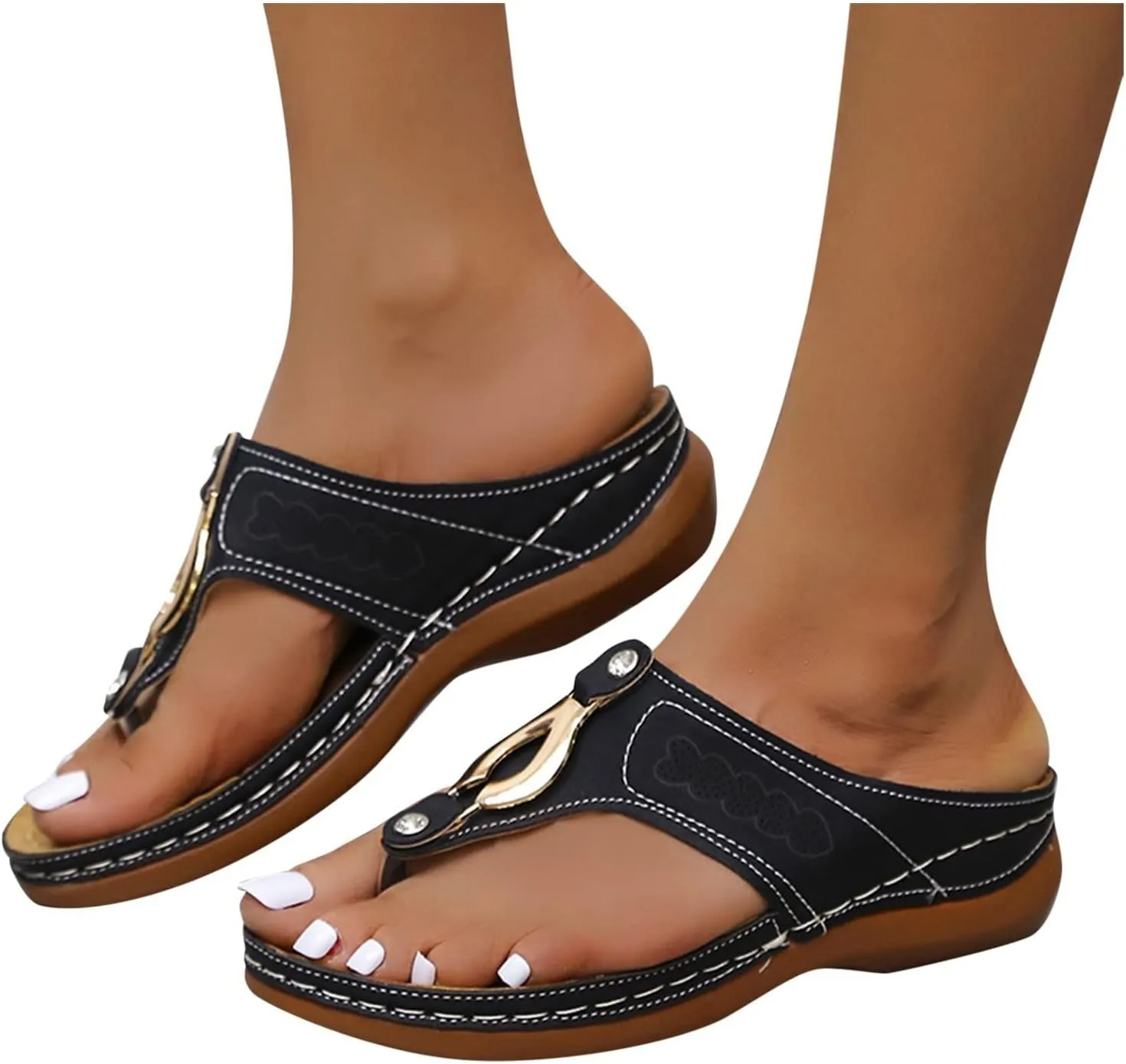 Orthopedic Sandals for Women Arch Support Walking Sandals Open Toe Slip On Platform Flip Flops Summer Casual Comfortable Espadrilles Flat Sandal Dressy Walking Shallow Beach Trendy Shoes