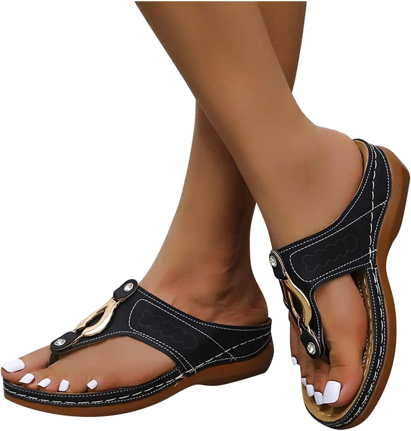 Orthopedic Sandals for Women Arch Support Walking Sandals Open Toe Slip On Platform Flip Flops Summer Casual Comfortable Espadrilles Flat Sandal Dressy Walking Shallow Beach Trendy Shoes