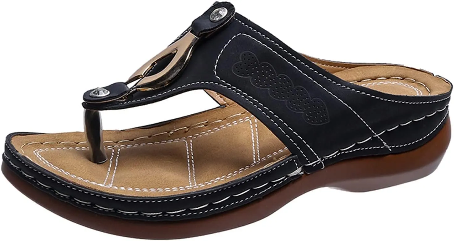 Orthopedic Sandals for Women Arch Support Walking Sandals Open Toe Slip On Platform Flip Flops Summer Casual Comfortable Espadrilles Flat Sandal Dressy Walking Shallow Beach Trendy Shoes