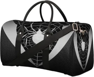 Overnighter Duffel Bags for Boys Men, Gray Spider Web Waterproof Carry-On Size Sports Gym Bag for Teens Overnight Travel Weekender Sleepover Tote Bag