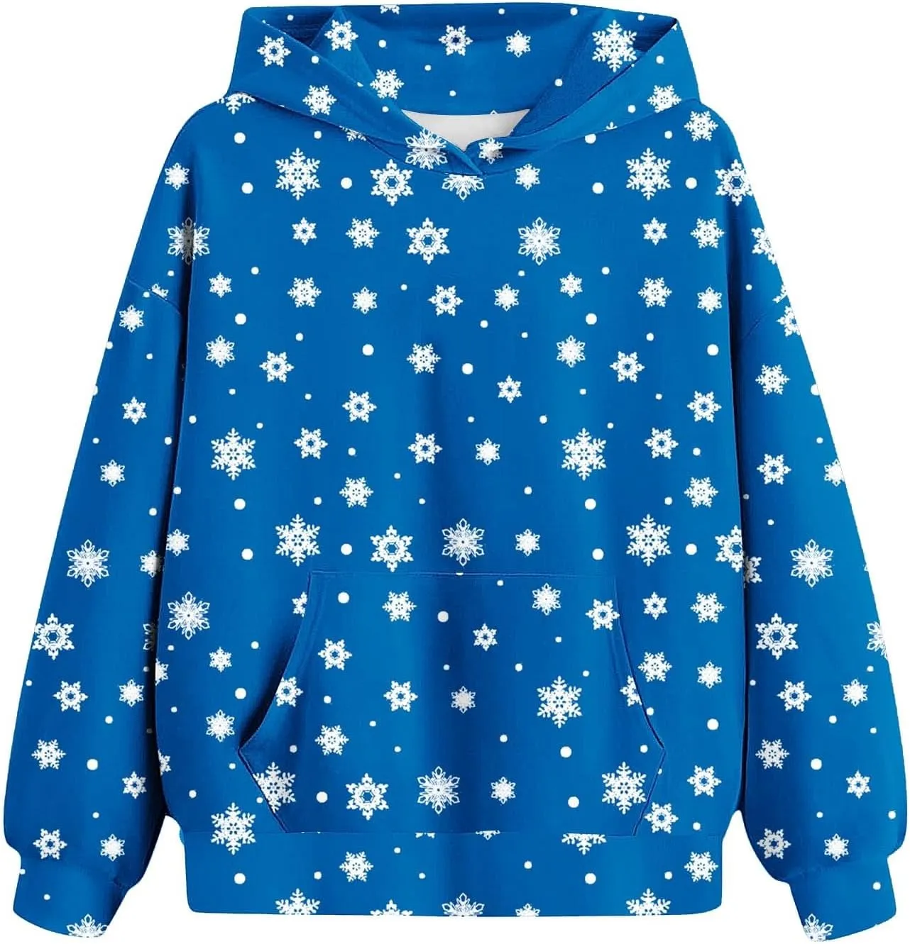 Oversized Hoodies For Teen Girls Boys Christmas Sweatshirts Snowflake Print Pullover Tops With Pocket 2-13 Years