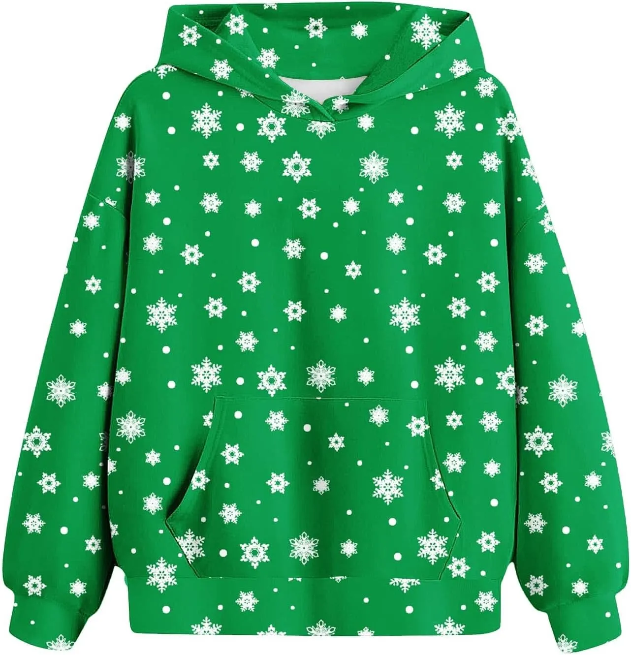 Oversized Hoodies For Teen Girls Boys Christmas Sweatshirts Snowflake Print Pullover Tops With Pocket 2-13 Years