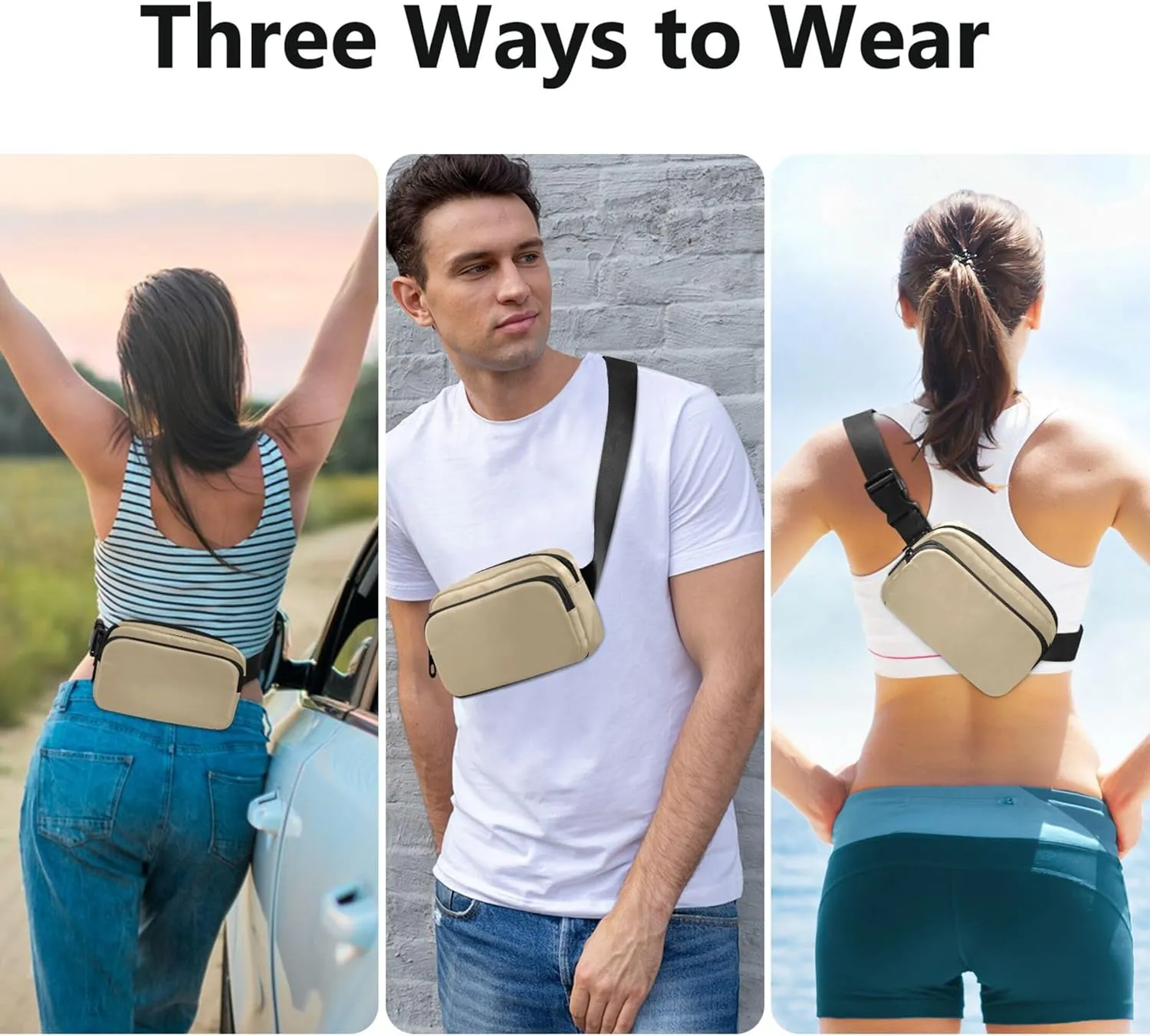Pale Ocre Womens Fanny Pack Hip Bag Belt Purse Waterproof Cartoon Waist Purse for Women