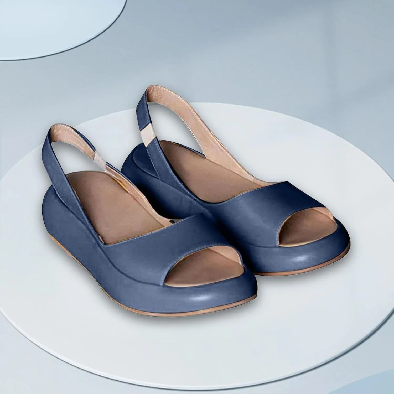 Peep Toe Sandals for Women Classic Office Shoes Soft Cushion Summer Walking Shoes Comfortable Dressy Sandals for Wedding Breathable Sandal with Adjustable Strap Comfy Flats