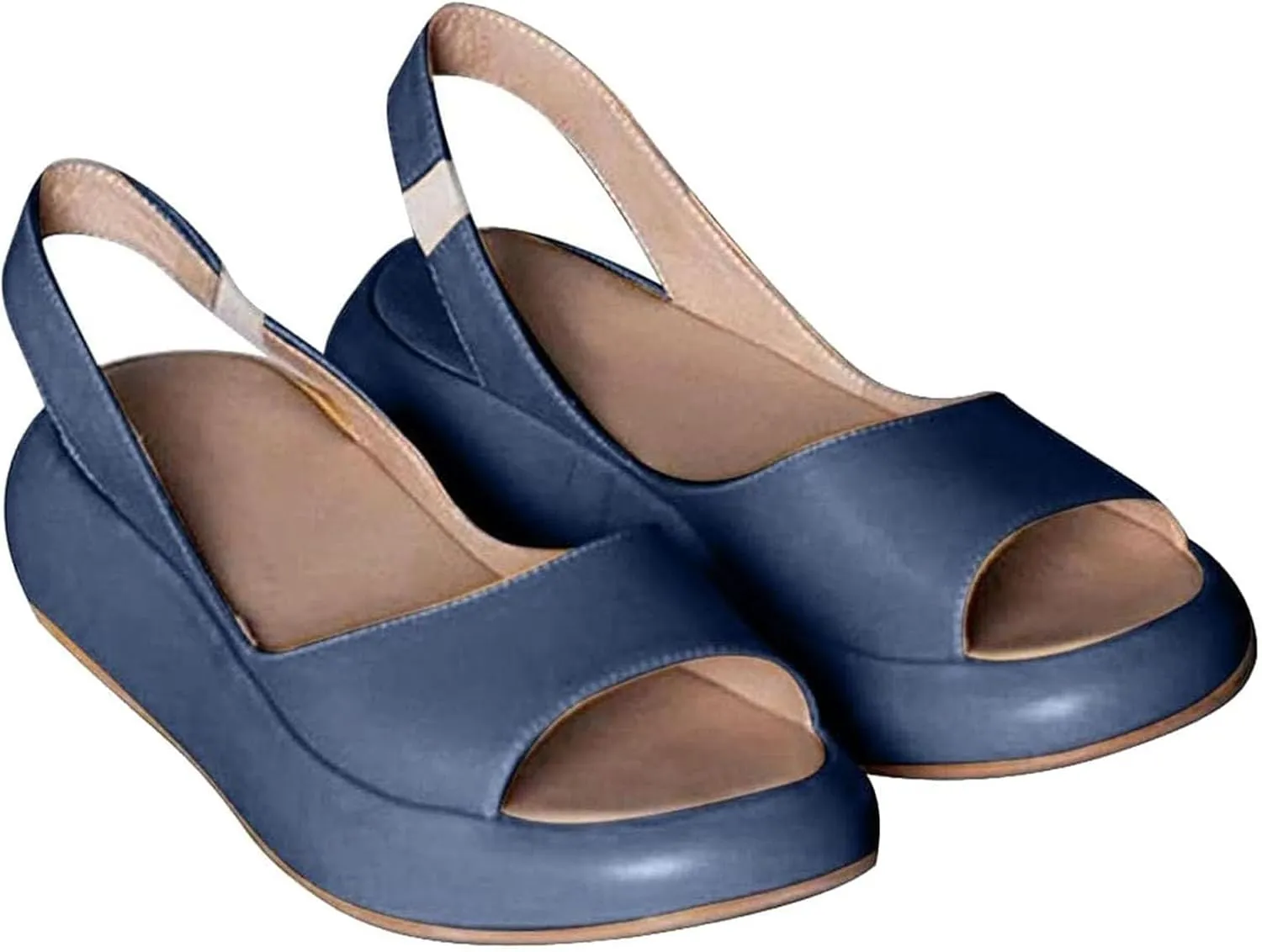 Peep Toe Sandals for Women Classic Office Shoes Soft Cushion Summer Walking Shoes Comfortable Dressy Sandals for Wedding Breathable Sandal with Adjustable Strap Comfy Flats