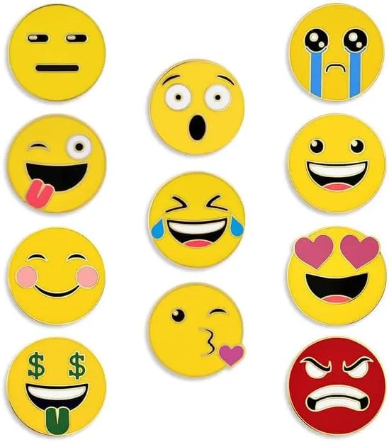 PinMart Mood Faces Emotions 11 Piece Lapel Pin Set