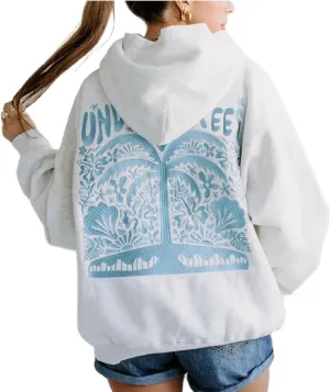 Preppy Embroidery Flower Hoodie for Teen Girl Y2k Women Long Sleeve Oversized Vintage Graphic Pullover Sweatshirt