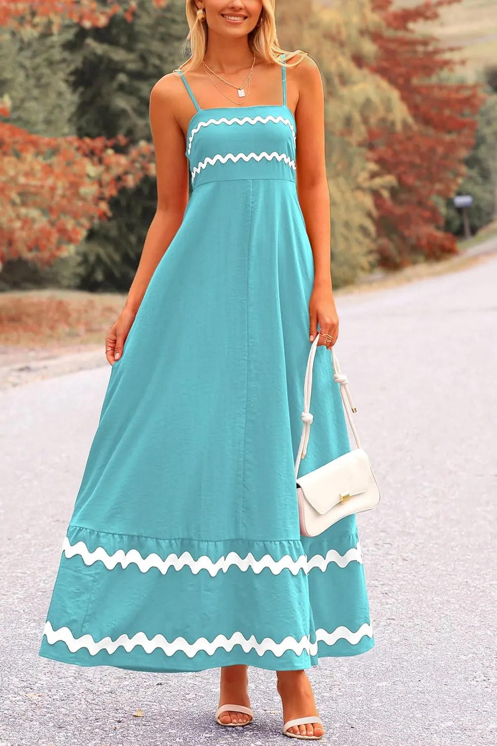 PRETTYGARDEN Women's 2025 Summer Flowy Maxi Dress Casual Sleeveless Spaghetti Strap Ruffle Beach Long Dresses