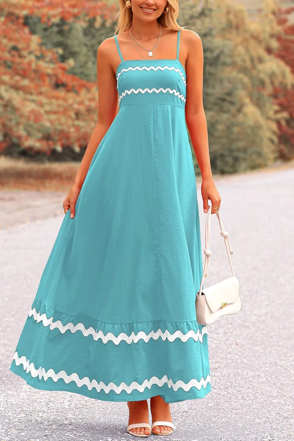 PRETTYGARDEN Women's 2025 Summer Flowy Maxi Dress Casual Sleeveless Spaghetti Strap Ruffle Beach Long Dresses