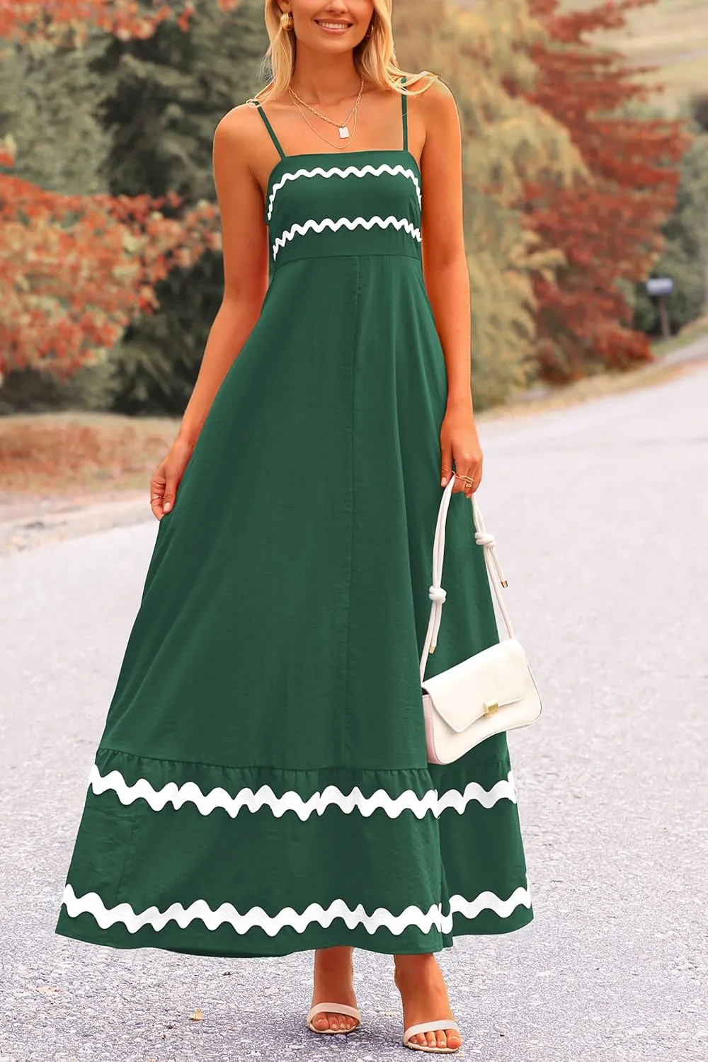 PRETTYGARDEN Women's 2025 Summer Flowy Maxi Dress Casual Sleeveless Spaghetti Strap Ruffle Beach Long Dresses