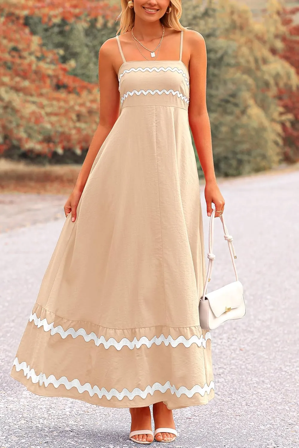 PRETTYGARDEN Women's 2025 Summer Flowy Maxi Dress Casual Sleeveless Spaghetti Strap Ruffle Beach Long Dresses