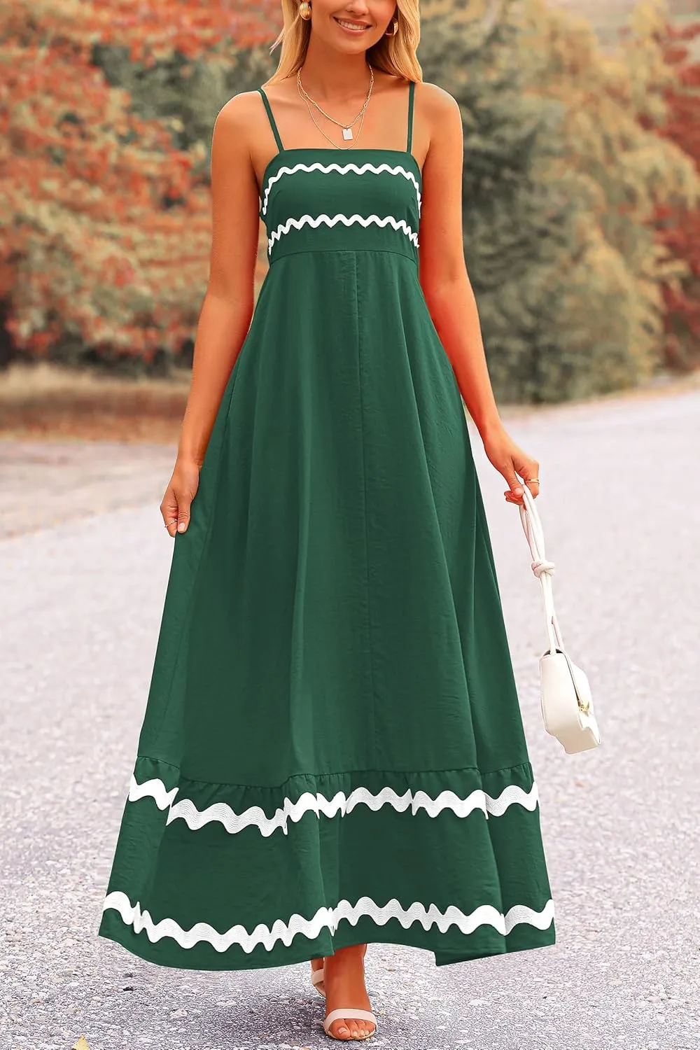 PRETTYGARDEN Women's 2025 Summer Flowy Maxi Dress Casual Sleeveless Spaghetti Strap Ruffle Beach Long Dresses