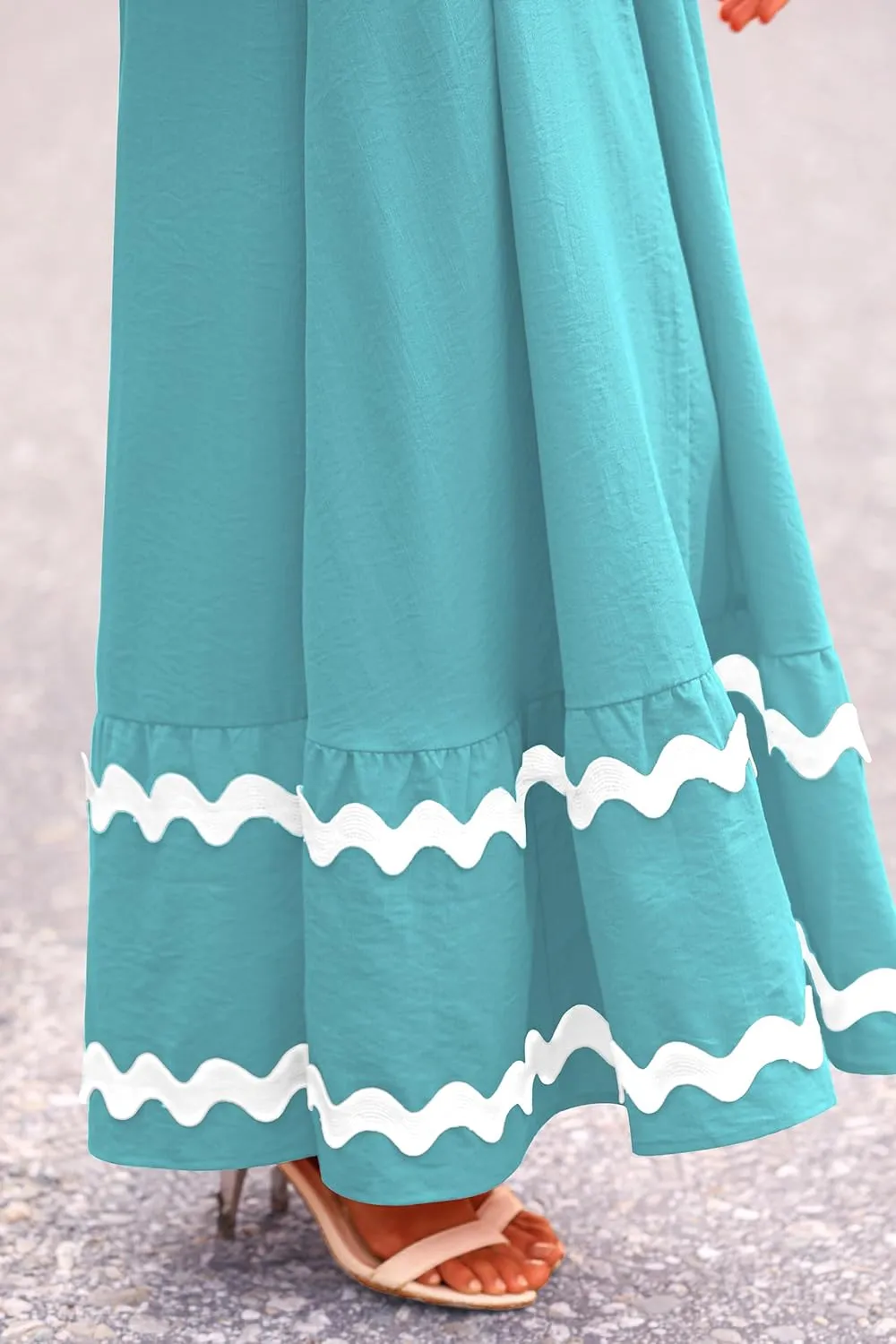 PRETTYGARDEN Women's 2025 Summer Flowy Maxi Dress Casual Sleeveless Spaghetti Strap Ruffle Beach Long Dresses