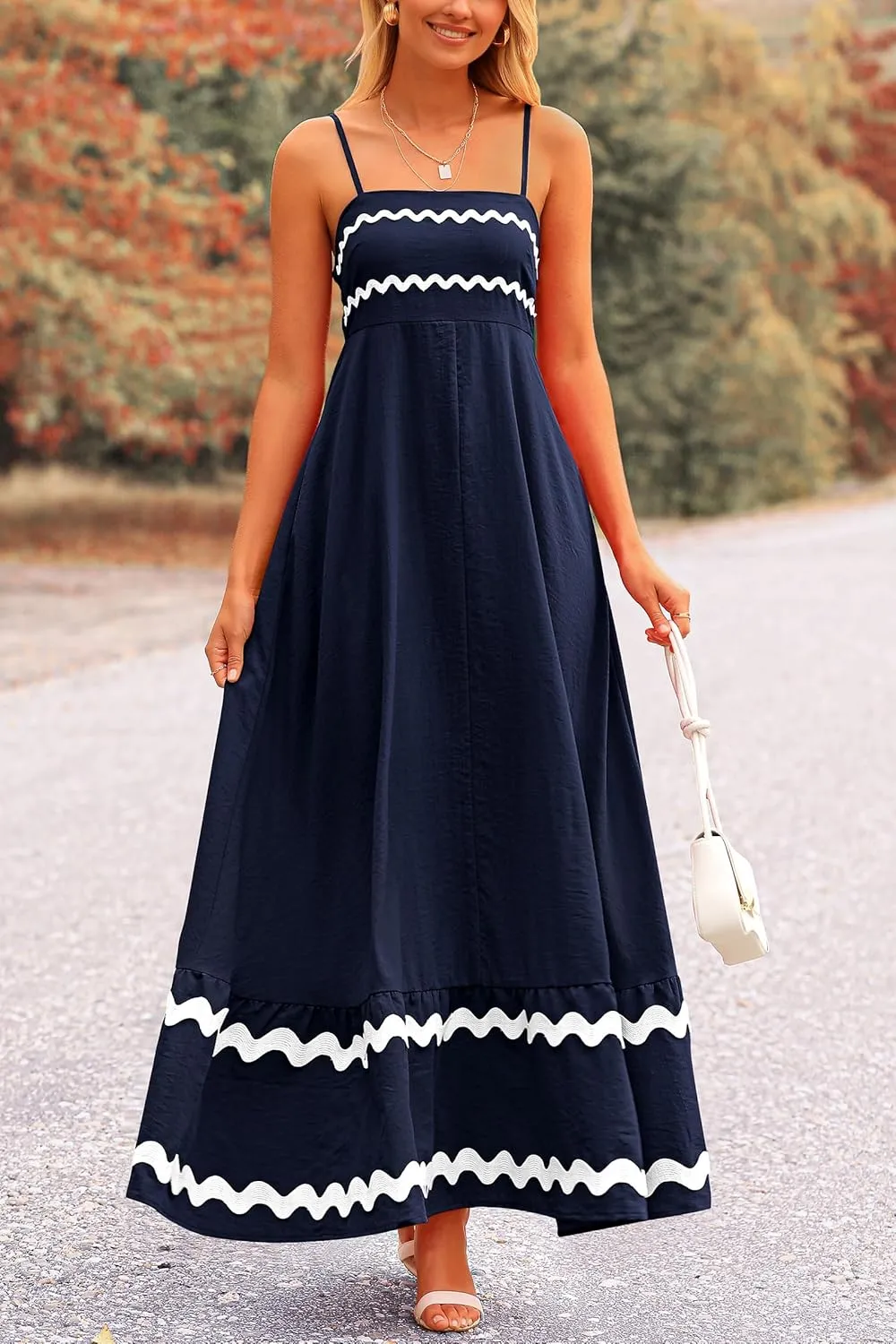PRETTYGARDEN Women's 2025 Summer Flowy Maxi Dress Casual Sleeveless Spaghetti Strap Ruffle Beach Long Dresses
