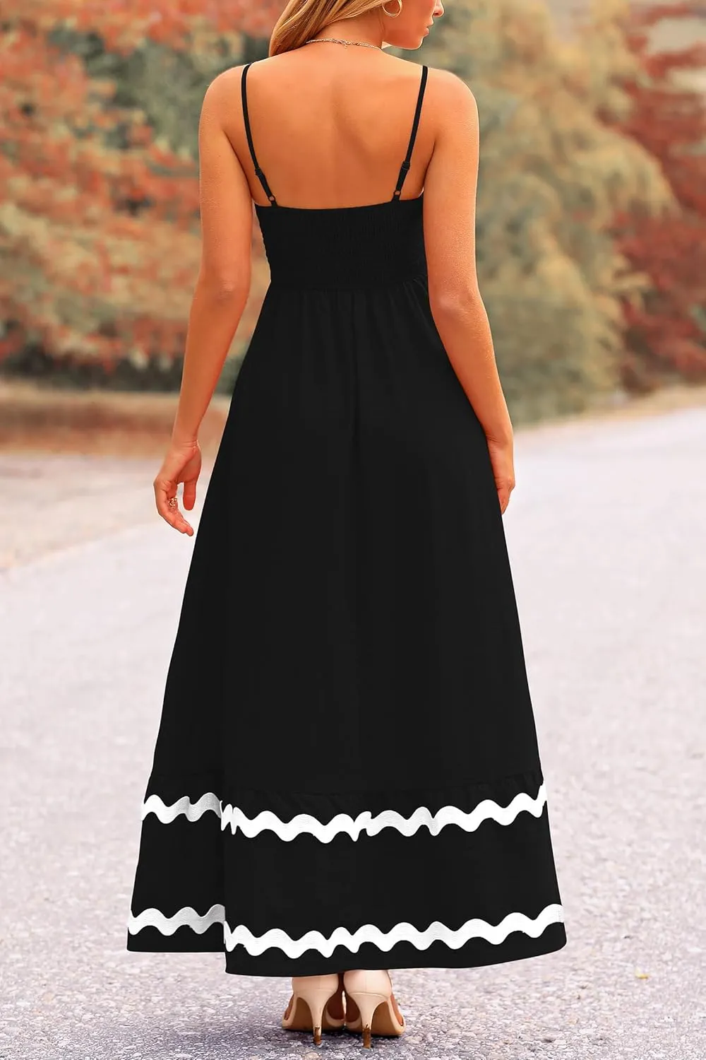 PRETTYGARDEN Women's 2025 Summer Flowy Maxi Dress Casual Sleeveless Spaghetti Strap Ruffle Beach Long Dresses