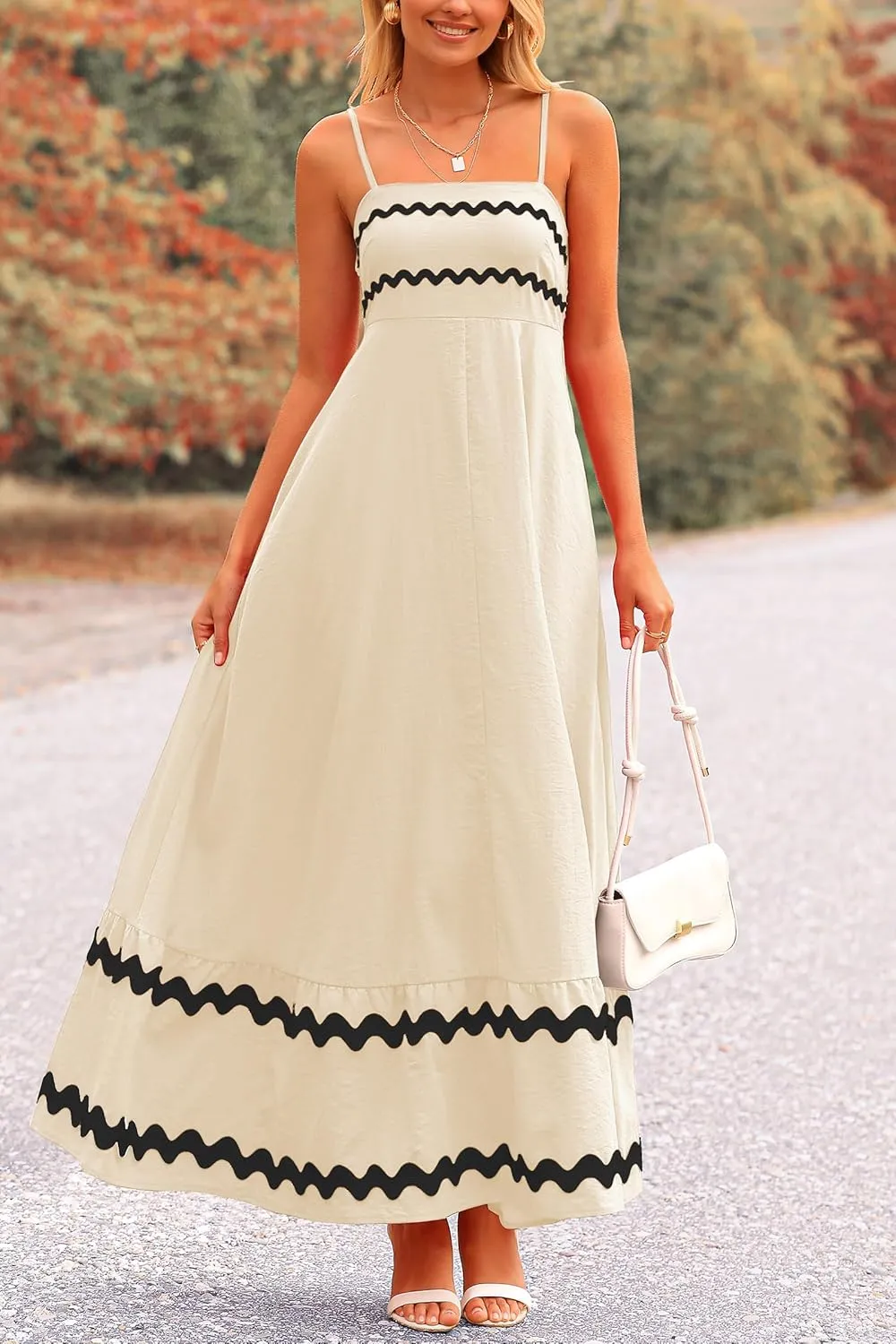 PRETTYGARDEN Women's 2025 Summer Flowy Maxi Dress Casual Sleeveless Spaghetti Strap Ruffle Beach Long Dresses