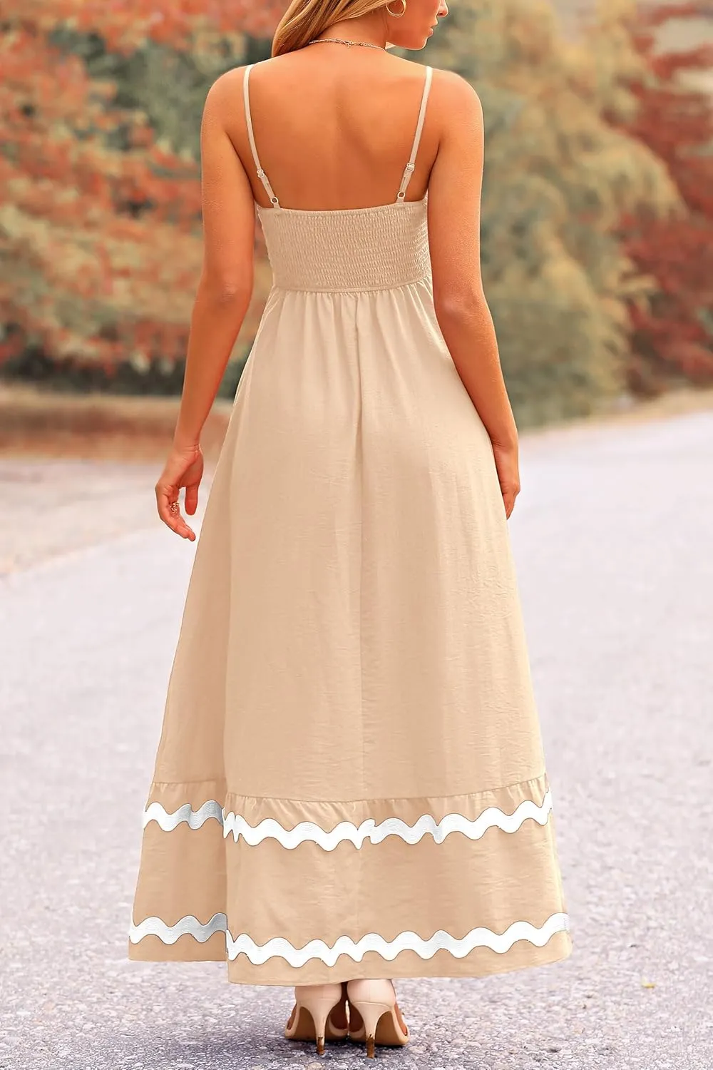 PRETTYGARDEN Women's 2025 Summer Flowy Maxi Dress Casual Sleeveless Spaghetti Strap Ruffle Beach Long Dresses