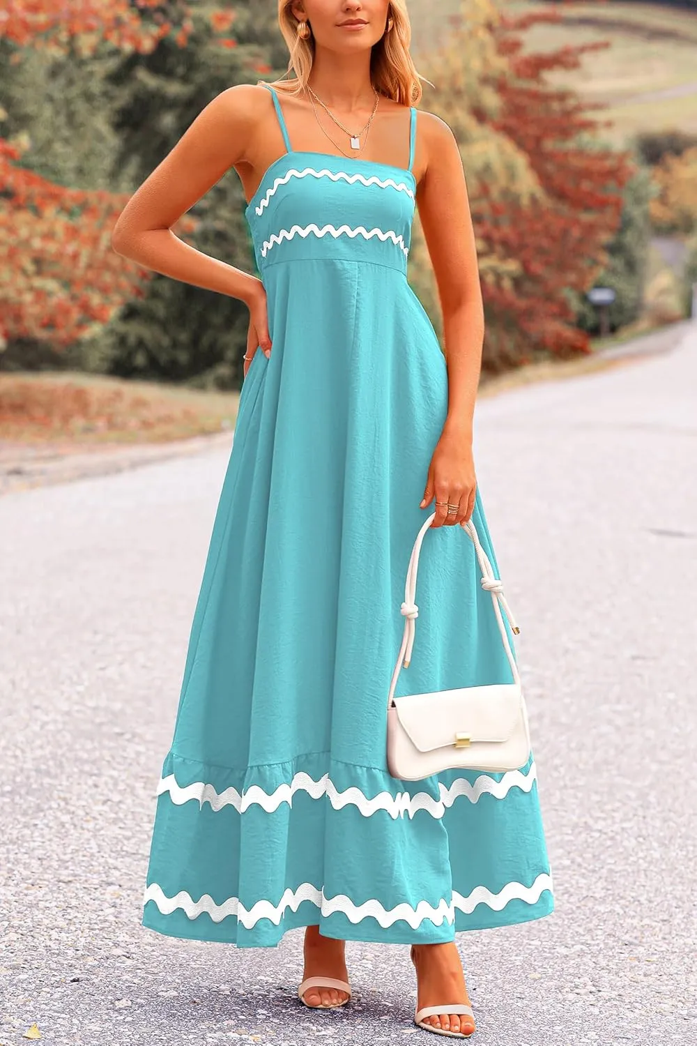 PRETTYGARDEN Women's 2025 Summer Flowy Maxi Dress Casual Sleeveless Spaghetti Strap Ruffle Beach Long Dresses