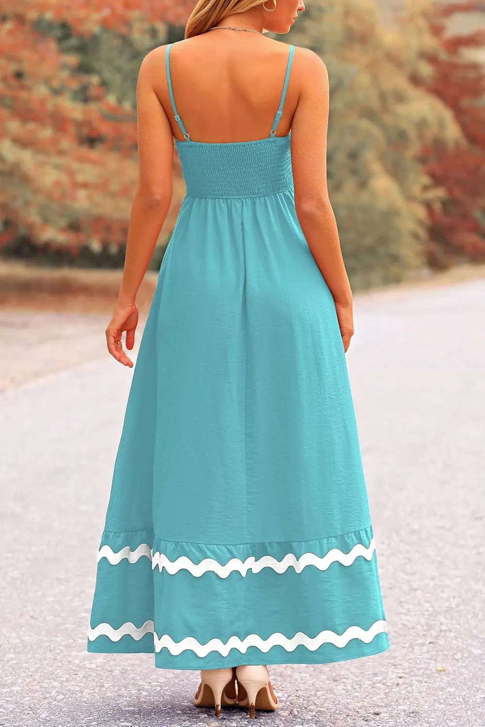 PRETTYGARDEN Women's 2025 Summer Flowy Maxi Dress Casual Sleeveless Spaghetti Strap Ruffle Beach Long Dresses