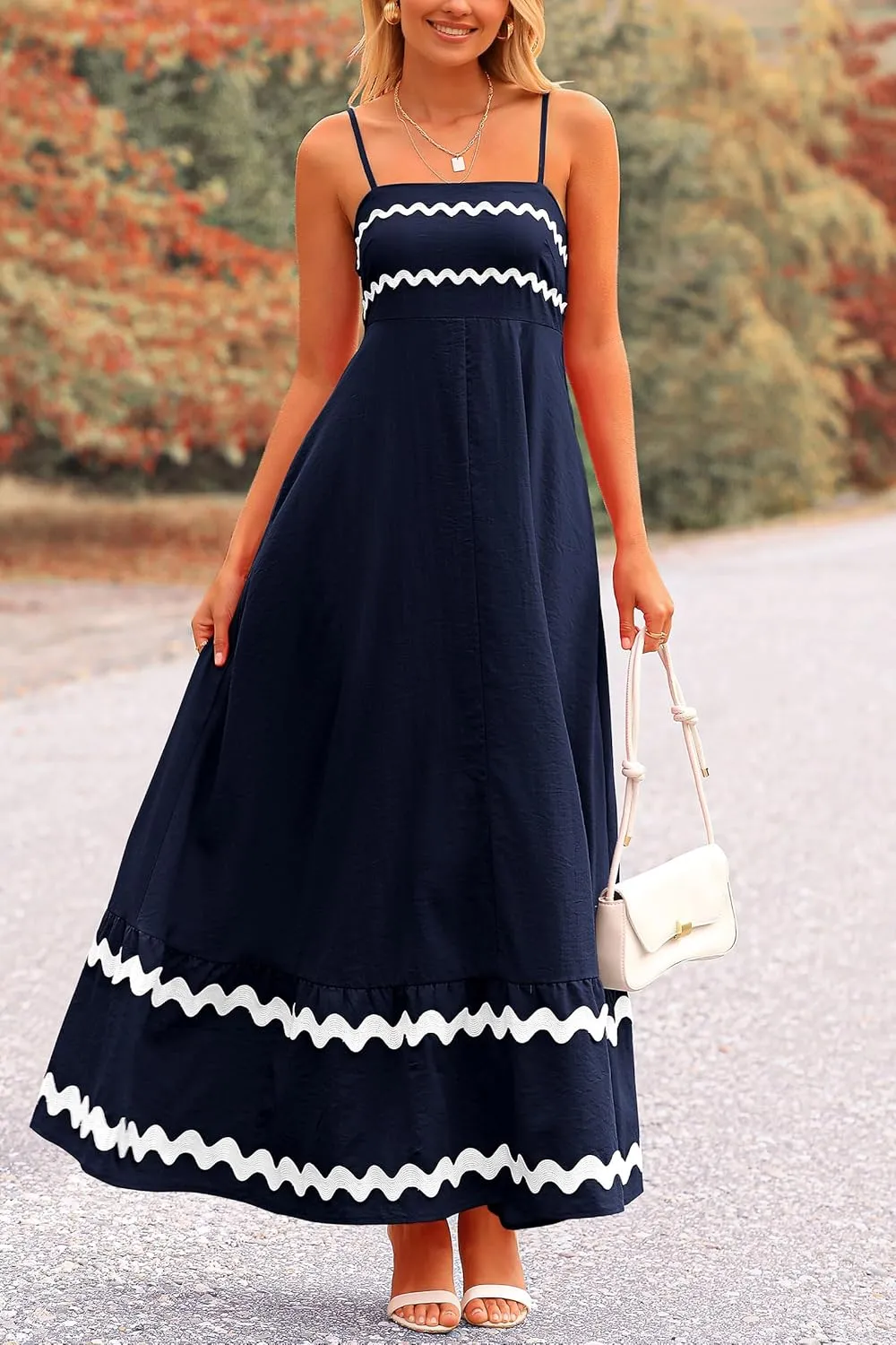 PRETTYGARDEN Women's 2025 Summer Flowy Maxi Dress Casual Sleeveless Spaghetti Strap Ruffle Beach Long Dresses