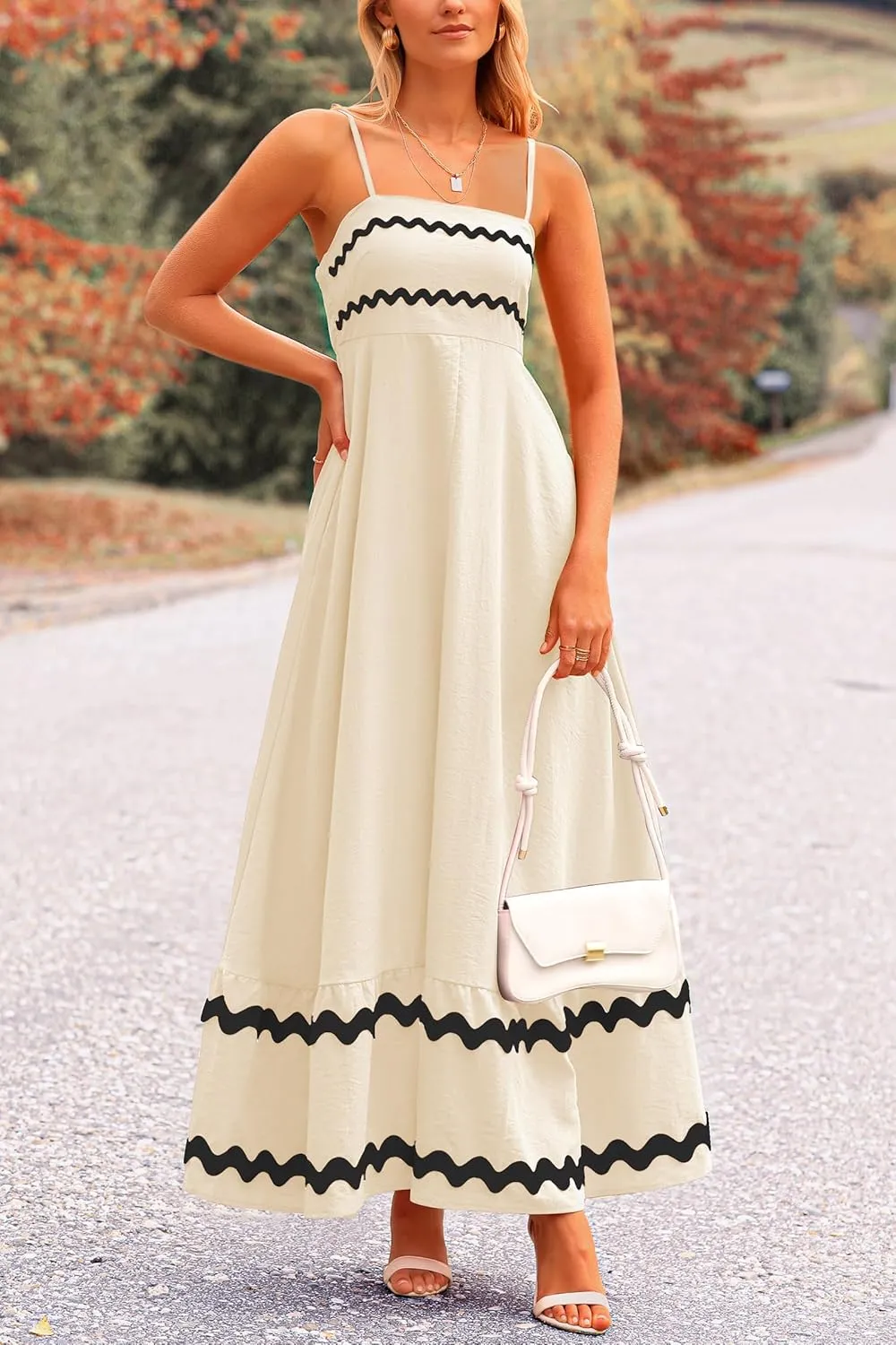 PRETTYGARDEN Women's 2025 Summer Flowy Maxi Dress Casual Sleeveless Spaghetti Strap Ruffle Beach Long Dresses