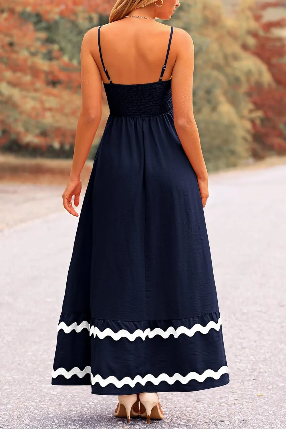 PRETTYGARDEN Women's 2025 Summer Flowy Maxi Dress Casual Sleeveless Spaghetti Strap Ruffle Beach Long Dresses
