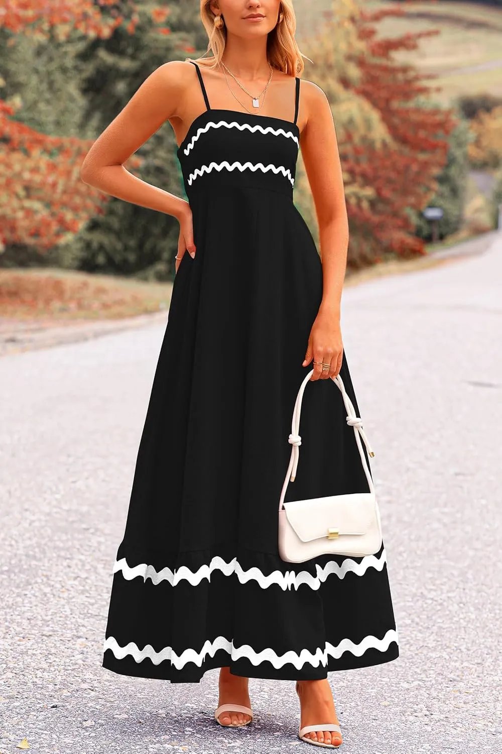 PRETTYGARDEN Women's 2025 Summer Flowy Maxi Dress Casual Sleeveless Spaghetti Strap Ruffle Beach Long Dresses