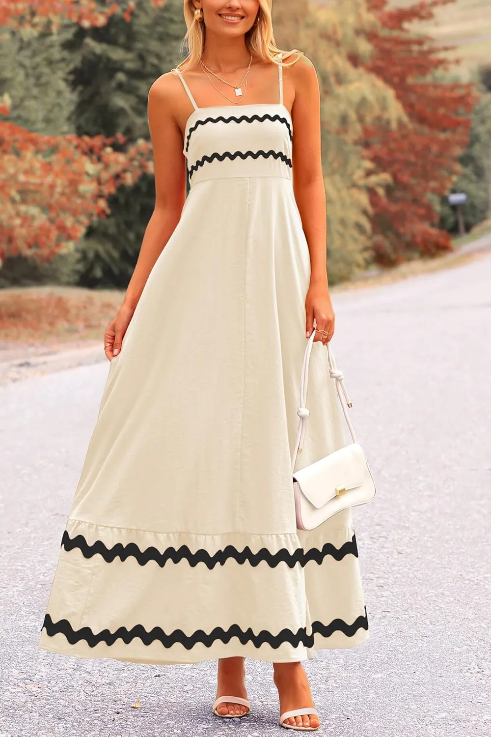 PRETTYGARDEN Women's 2025 Summer Flowy Maxi Dress Casual Sleeveless Spaghetti Strap Ruffle Beach Long Dresses