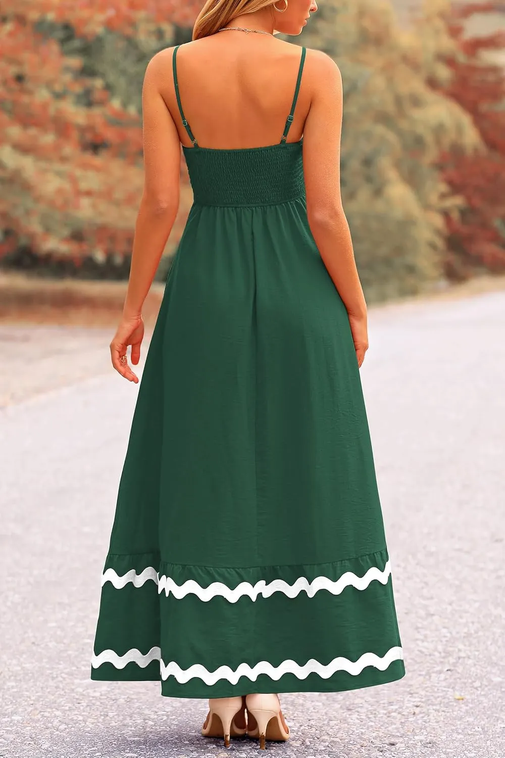 PRETTYGARDEN Women's 2025 Summer Flowy Maxi Dress Casual Sleeveless Spaghetti Strap Ruffle Beach Long Dresses