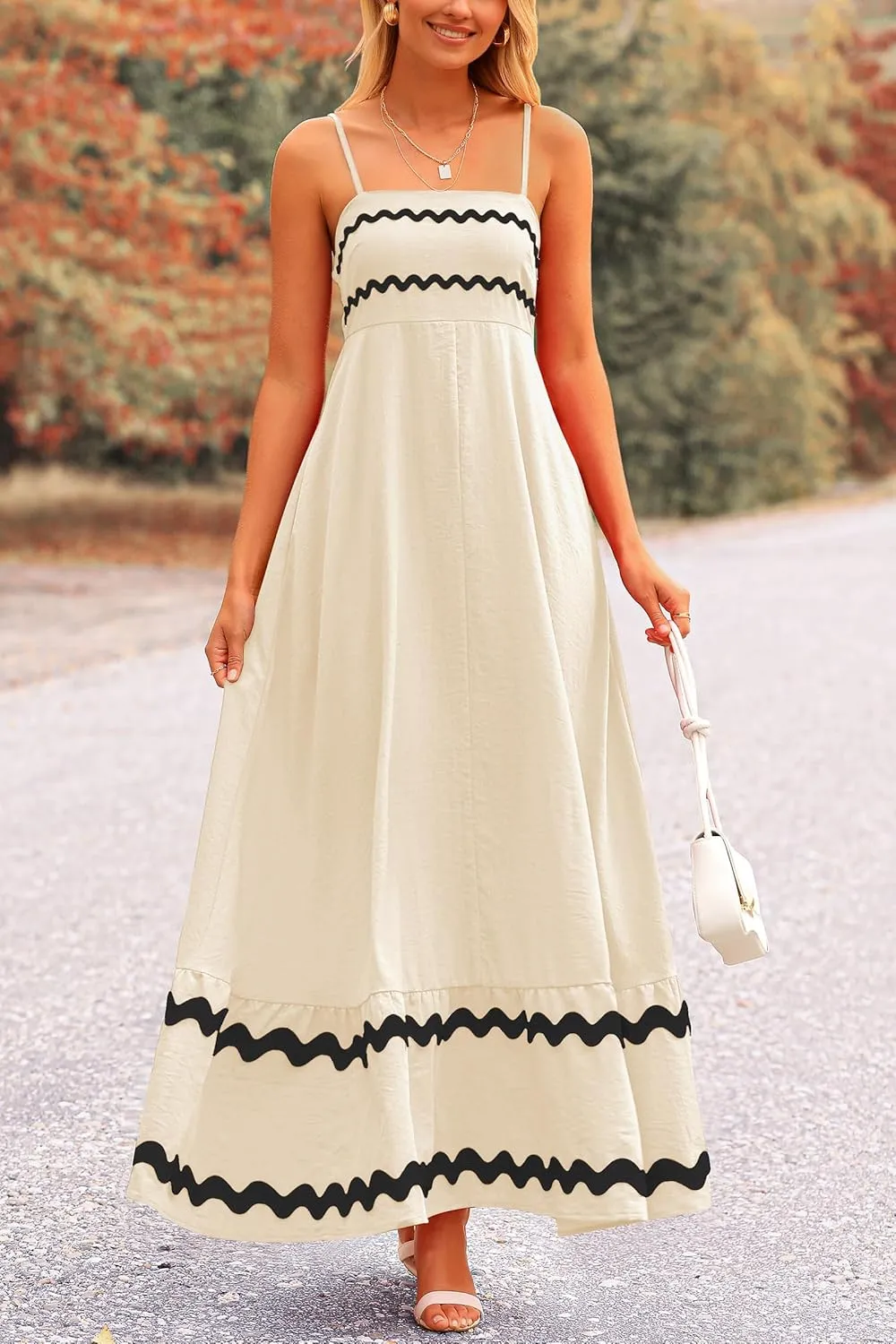 PRETTYGARDEN Women's 2025 Summer Flowy Maxi Dress Casual Sleeveless Spaghetti Strap Ruffle Beach Long Dresses