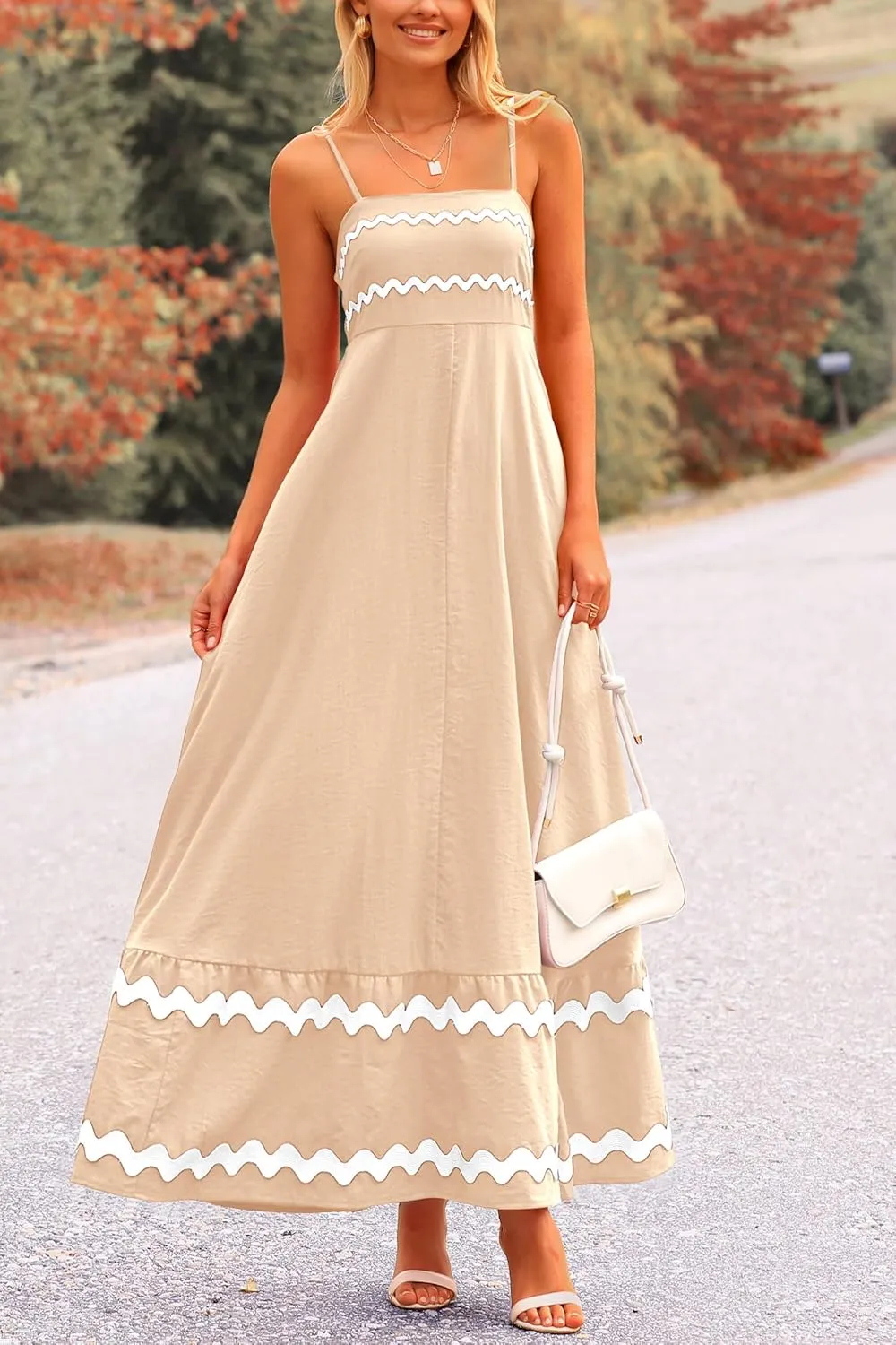 PRETTYGARDEN Women's 2025 Summer Flowy Maxi Dress Casual Sleeveless Spaghetti Strap Ruffle Beach Long Dresses