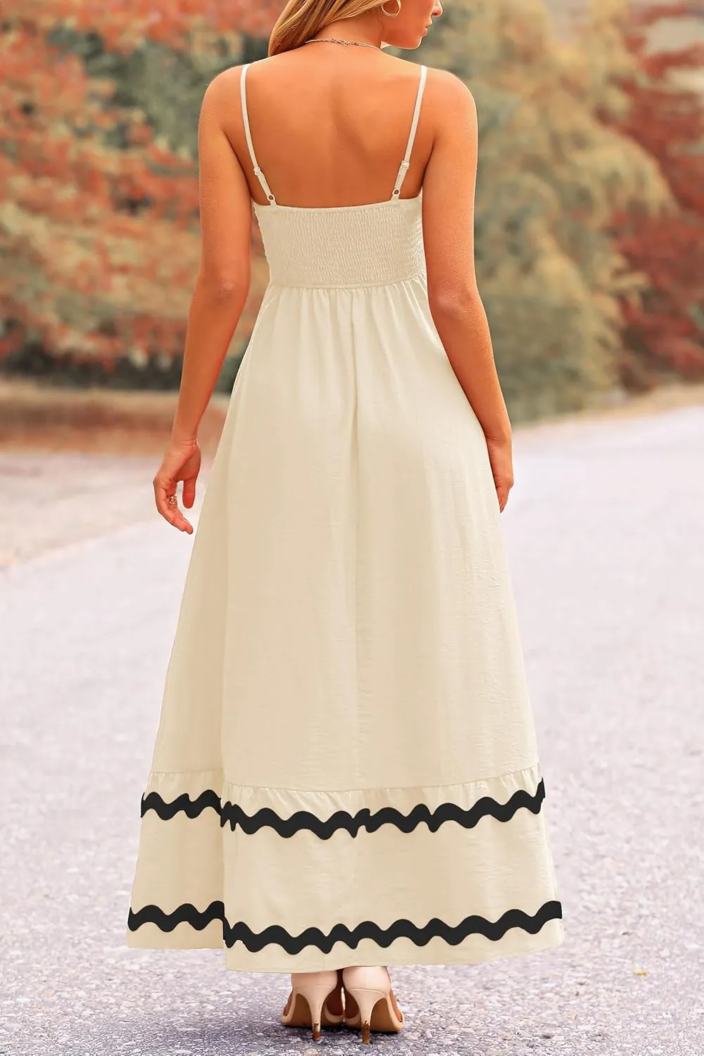 PRETTYGARDEN Women's 2025 Summer Flowy Maxi Dress Casual Sleeveless Spaghetti Strap Ruffle Beach Long Dresses