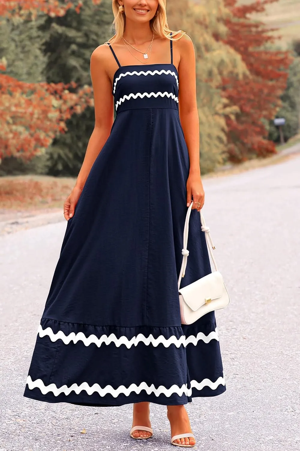 PRETTYGARDEN Women's 2025 Summer Flowy Maxi Dress Casual Sleeveless Spaghetti Strap Ruffle Beach Long Dresses