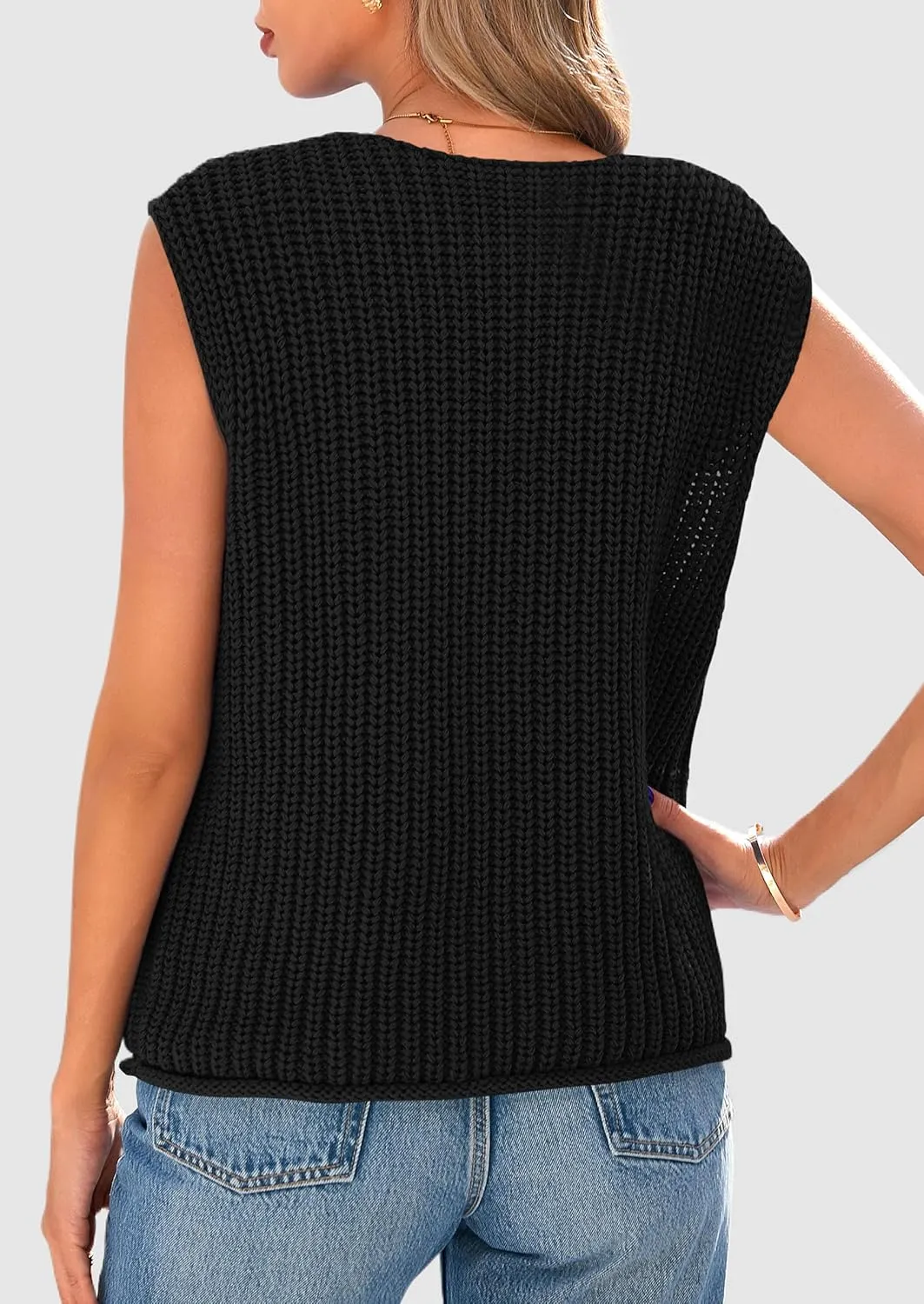 PRETTYGARDEN Women's Summer Sweaters Vest 2025 Sleeveless Button Down Cropped Pockets Chunky Knit Cardigan Trendy Tank Tops