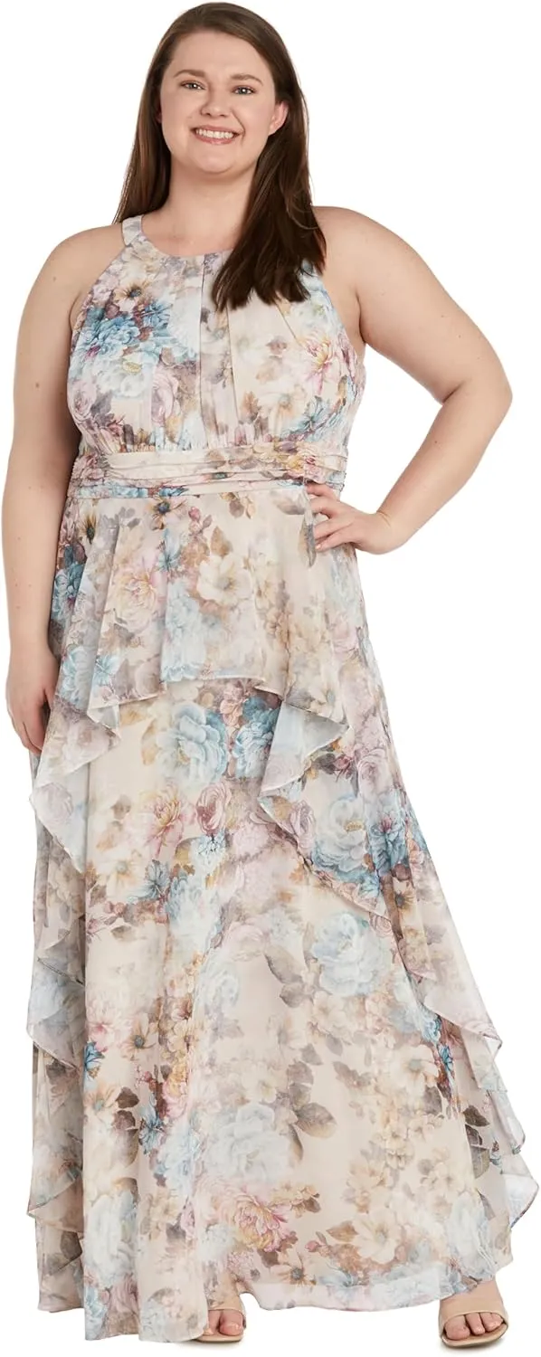 R&M Richards Women's Coral/Lavender Bloom Daytime Dress