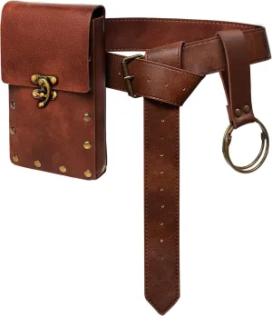 Renaissance Belt Pouch Waist Bag Fanny Pack, Steampunk Phone Holder Medieval Leather Skirt Hike Costume Accessories