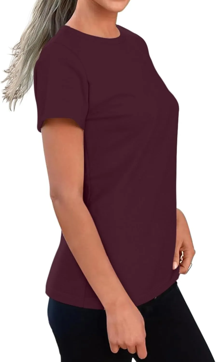 REORIA Womens Summer Crewneck Short Sleeve Cotton Tunic Tops Loose Fit Solid T Shirts 2025 Basic Tees