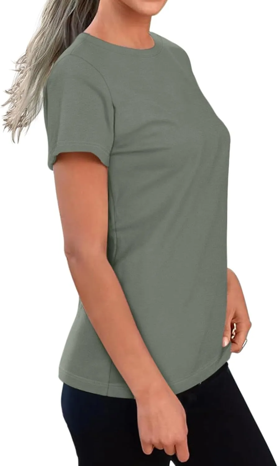 REORIA Womens Summer Crewneck Short Sleeve Cotton Tunic Tops Loose Fit Solid T Shirts 2025 Basic Tees