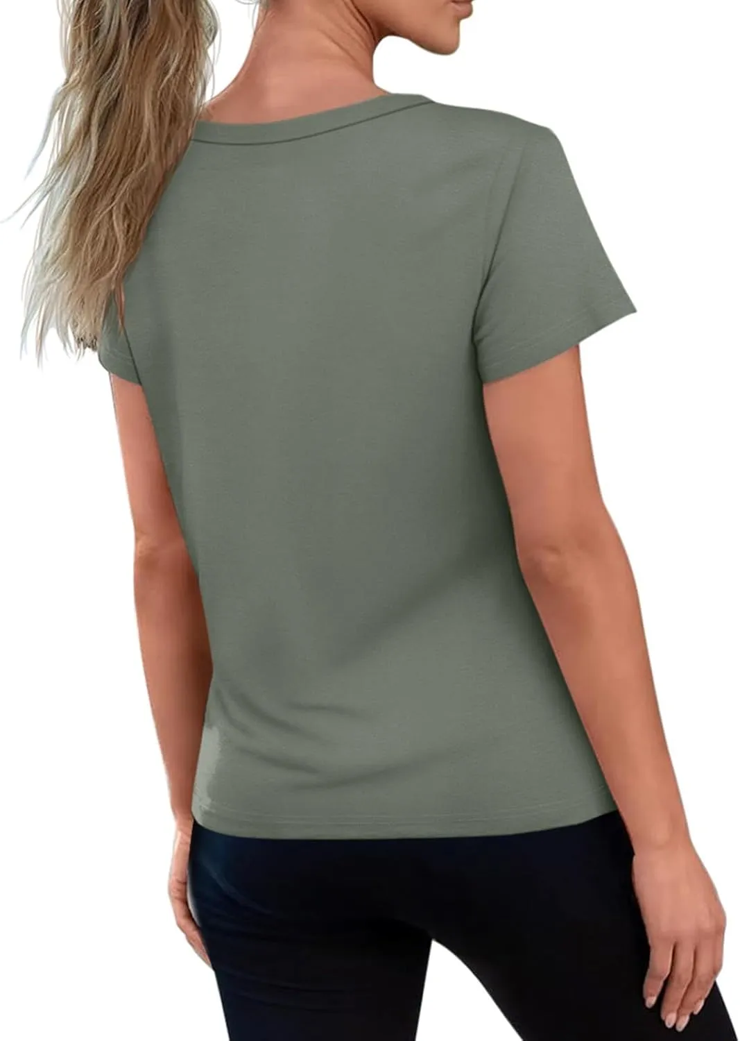 REORIA Womens Summer Crewneck Short Sleeve Cotton Tunic Tops Loose Fit Solid T Shirts 2025 Basic Tees